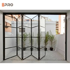 Quadros de alumínio modernos Porta dupla de vidro interior Porta dobrável de vidro