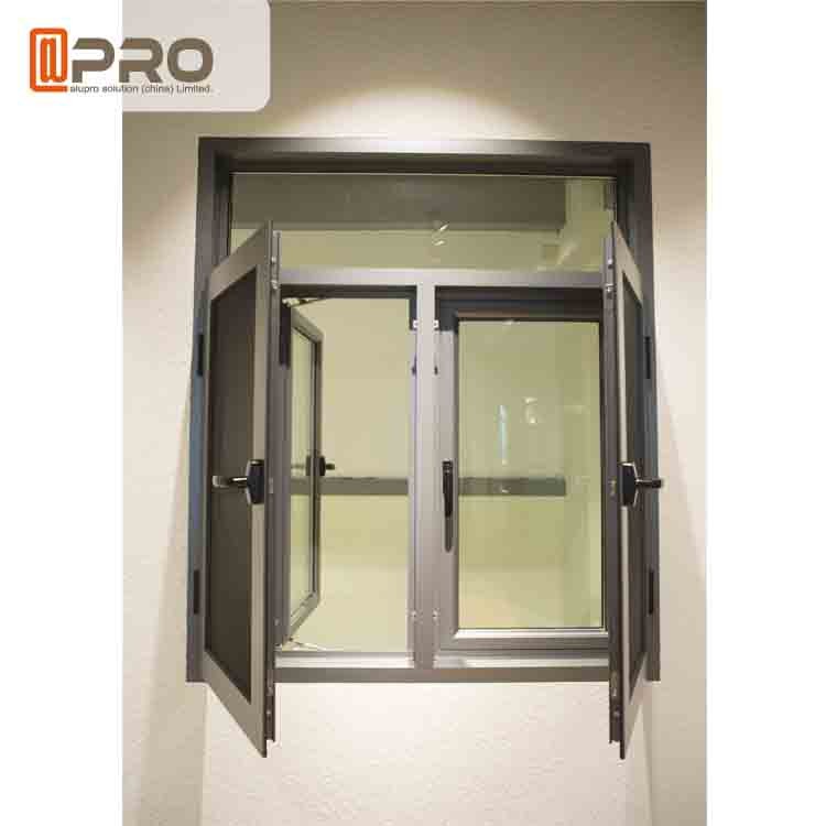 Areje as janelas de batente de alumínio da prova com madeira filipino personalizada do caixilho da janela de batente da cor da tela de segurança