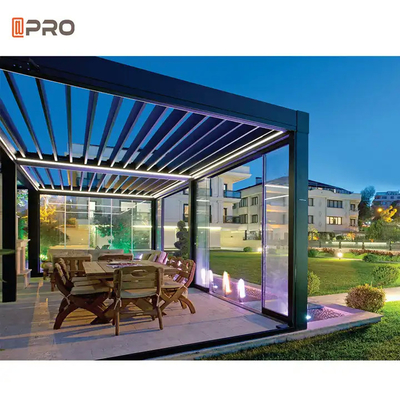 Pergola de Alumínio Moderno Personalizado Patio Outdoor Automático de Abertura Louvered Roof Pergola