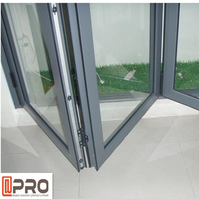 porta bifold de alumínio do balcão, portas exteriores de vidro bifold, portas e janelas bifold de alumínio vitrificadas dobro