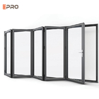 Porta dobrável de alumínio de 2,0 mm com vidro duplo porta dobrável deslizante para exterior de edifício residencial