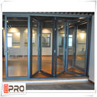 Portas de empilhamento de dobramento de alumínio do projeto moderno para a porta bifold vitrificada da porta da casa dobro bifold vertical residencial