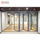 As portas Bifold de alumínio comerciais à prova de som dobram a prestação que fácil de vidro o dobro bifold vertical da porta vitrificou bifold