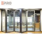 As portas Bifold de alumínio comerciais à prova de som dobram a prestação que fácil de vidro o dobro bifold vertical da porta vitrificou bifold