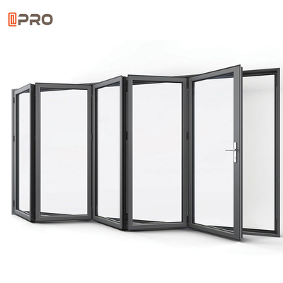 Porta dobrável de alumínio de 2,0 mm com vidro duplo porta dobrável deslizante para exterior de edifício residencial